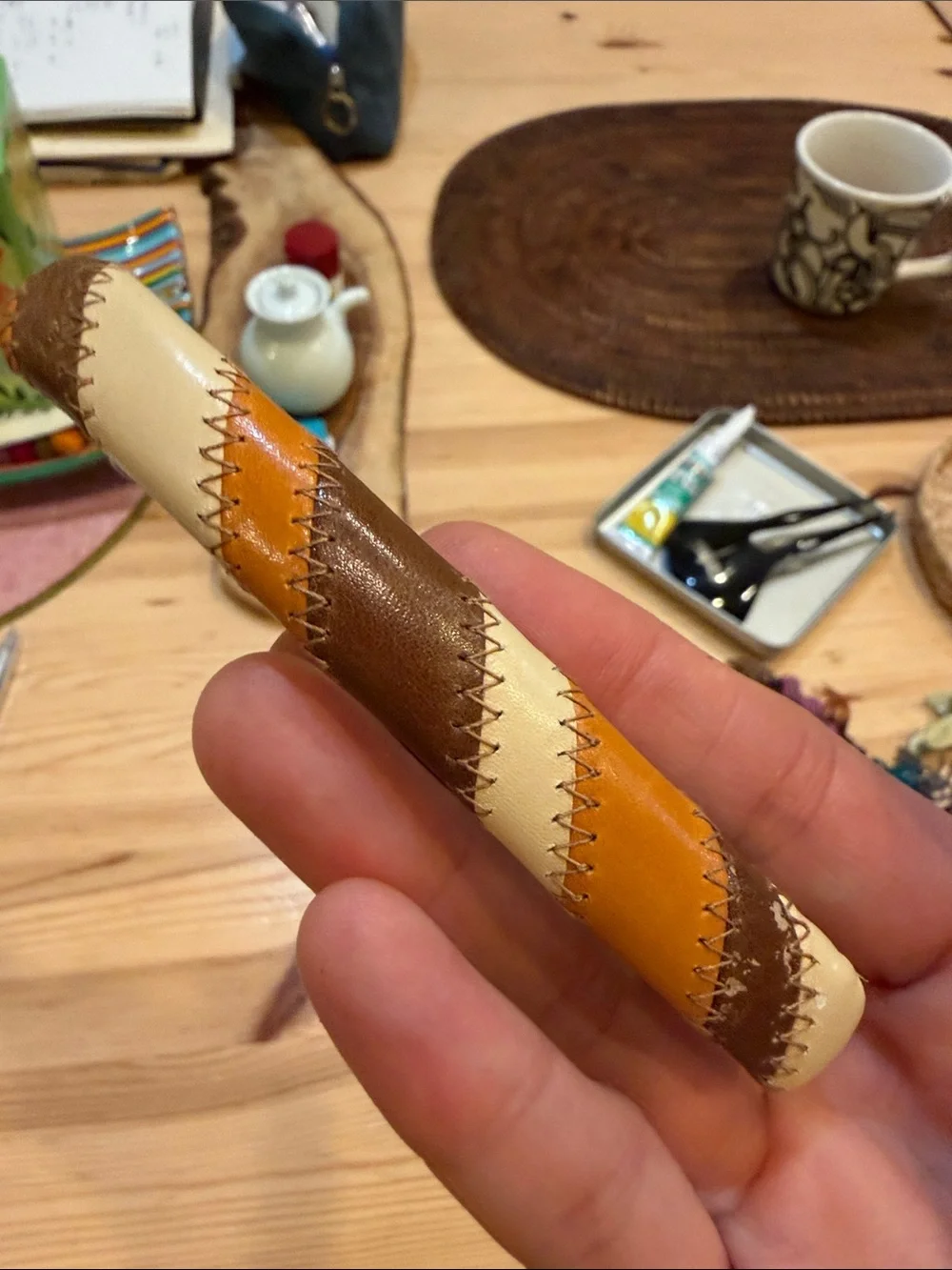 leather and Abalone Shell Hair Barrette - Women Accessories